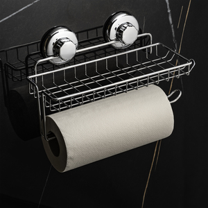 Фото Держатель бумажных полотенец с полкой на вакуумных присосках