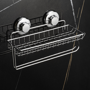 Фото Держатель бумажных полотенец с полкой на вакуумных присосках