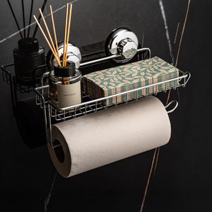 Фото Держатель бумажных полотенец с полкой на вакуумных присосках