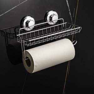 Фото Держатель бумажных полотенец с полкой на вакуумных присосках